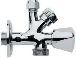 Zawór kątowy podwójny 1/2"-3/4"-3/8" Bateria + zmywarka/pralka