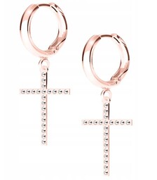 Kolczyki Krzyżyk Swarovski różowe złoto 925