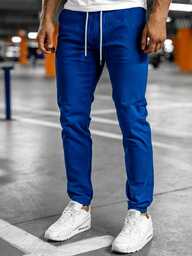 Kobaltowe spodnie męskie joggery Denley 1145