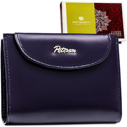 Mały, skórzany portfel damski w fioletowym kolorze -