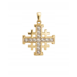Zawieszka krzyż jerozolimski ze złota pr. 585, 14K