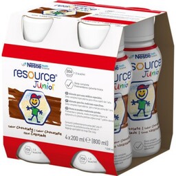 Resource Junior Płyn smak czekoladowy, 4 x 200ml