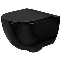 Czarna miska wc wisząca mini Rimless Flat Carlo