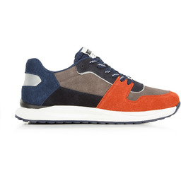 Męskie sneakersy z odblaskową wstawką szaro-pomarańczowe