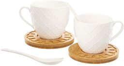 Filiżanka ze spodkiem porcelanowa biała WHITELINE 250 ml