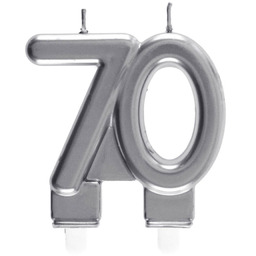 Świeczka na 70-tkę srebrna - 7,5 cm -