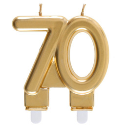 Świeczka na 70-tkę złota - 7,5 cm -