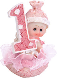 Figurka, Dziewczynka 1 Urodziny, różowy, 7cm
