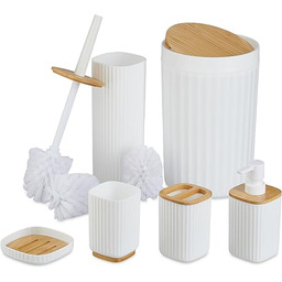 Relaxdays 6-częściowy zestaw akcesoriów łazienkowych, tworzywo sztuczne