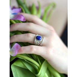 Gwiaździste niebo II - pierścionek srebrny z lapis