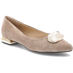 S.Barski Czółenka damskie, ze skóry naturalnej zamszowej ozdobna