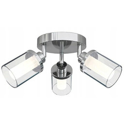 Lampa Wisząca Vista Srebrny Szklany Klosz 3xG9 Lampa