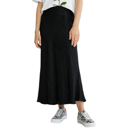 Spódnica damska Desigual Demi długa czarna satynowa-XS