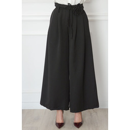 Spodnie szeroka nogawka z różą czarne Mingo