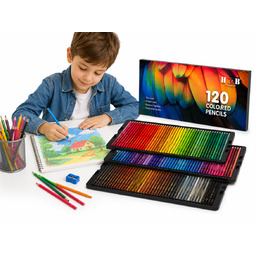 Zestaw 120 kredek kolorowych w etui profesjonalne kredki