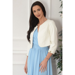 Żakiet skórzany z blaszką kremowy Elizen