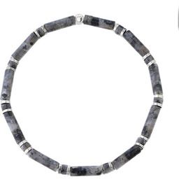 Bransoletka męska z larvikitem i srebrnym hematytem, elegancka