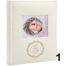Album na chrzest, wklejany, 60 kremowych stron, personalizowany,