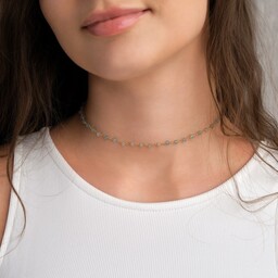 Pakamera Choker akwamaryn srebro 925 pozłacane