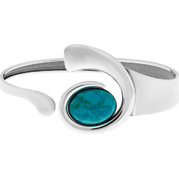 Srebrna bransoletka sztywna bangl z zielonym malachitem pr.