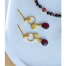 Pakamera Kolczyki pozłacane z granatem