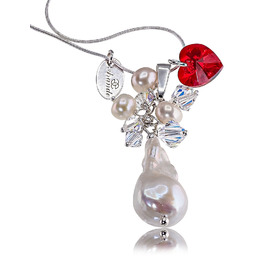 Elegancki Naszyjnik Oryginalne Kryształy Prawdziwa Perła Crystal Flameball