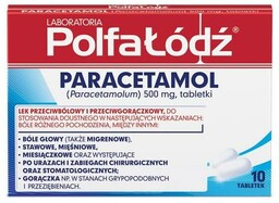 Paracetamol Polfa Łódź 500mg, 10tabl.