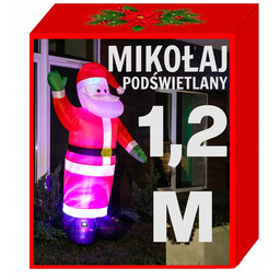Dmuchany Mikołaj 1,2M Gwiazdor 120cm lampki choinkowe Led