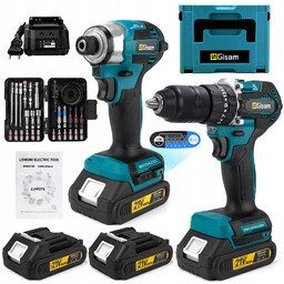 Zestaw Wkrętarka Zakrętarka Udarowa Wiertarka 2xSkrzynka na Baterie