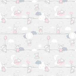 Karo Pościel bawełniana 100x135 56K misie zajączki szara