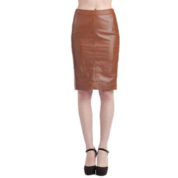 Spódnica damska Chyston Amandine skórzana brązowaołówkowa-L