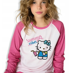 Piżama Fuksja Długi Rękaw SUMMER VIBES *IMIĘ* Hello