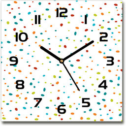 Zegar szklany kwadratowy Kolorowe kropki