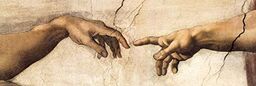 Smukły plakat "Tworzenie Adama ręki" autorstwa Michała Anioła