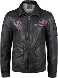 kurtka pilotka MMFRASER DARK GREY, skórzana-S