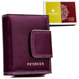 Mały portfel damski na karty z lakierowanej skóry