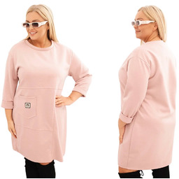 Pudrowy róż sukienka damska masełkowa Plus Size