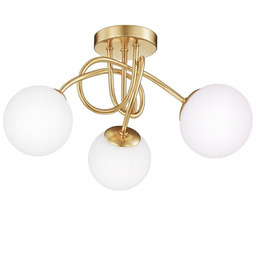 Lampa sufitowa, żyrandol wisząca 3xE27 Sphere Gold białe