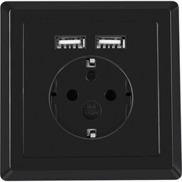 LANBERG Gniazdko elektryczne AC-WS01-USB2-F-B