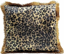 Kare Designerska poduszka Leo Fringe, brązowa/czarna, 45 x