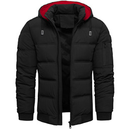 Kurtka męska ocieplana z kapturem czarna Recea