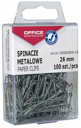 Spinacze biurowe 26 mm OFFICE PRODUCTS powlekane 100szt