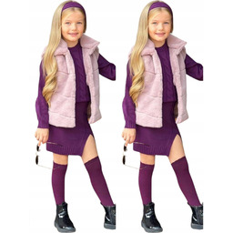 Zestaw sweterek spódniczka bezrękawnik opaska komplet dla dziewczynki