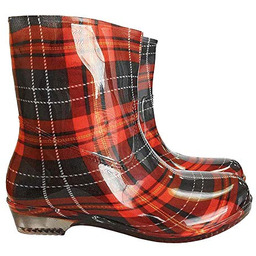 BTDKCHECK - Buty damskie krótkie typu kalosz CHECK