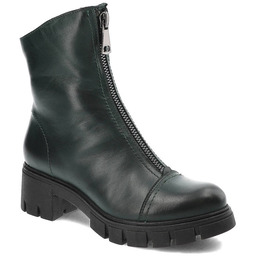 Simen Zielone Botki Damskie Skórzane Modne Obuwie