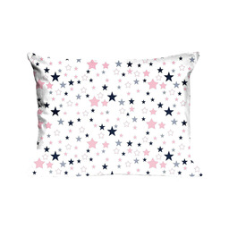 Karo Poszewka bawełniana 50x60 363K gwiazdki biała różowa