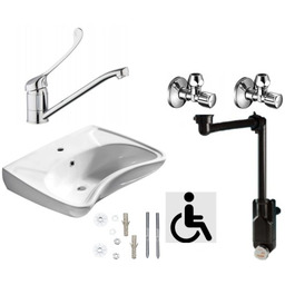 KOMPLET: UMYWALKA DLA NIEPEŁNOSPRAWNYCH 59X45,5CM + śruby, BATERIA