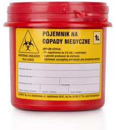 Czerwony pojemnik na odpady medyczne 1L