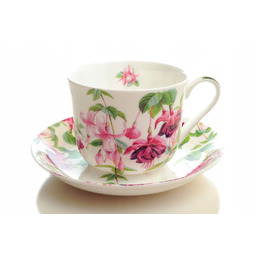 Duża Filiżanka Do Herbaty Angielska Fuksja Kwiaty