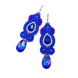 Pakamera Kolczyki sutasz niebieskie fioletowe wieczorowe z kryształkami